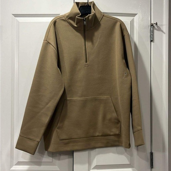 Express Men’s Toffee Brown Fleece Quarter Zip Jacket NWT - Picture 5 of 9